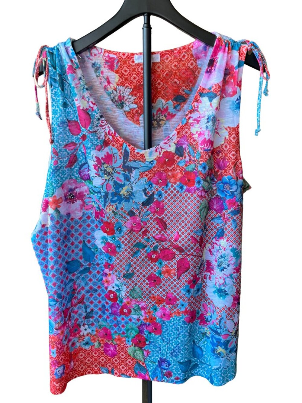 Concepts XXL 20 Floral Patchwork Tie Shoulder Tank Top